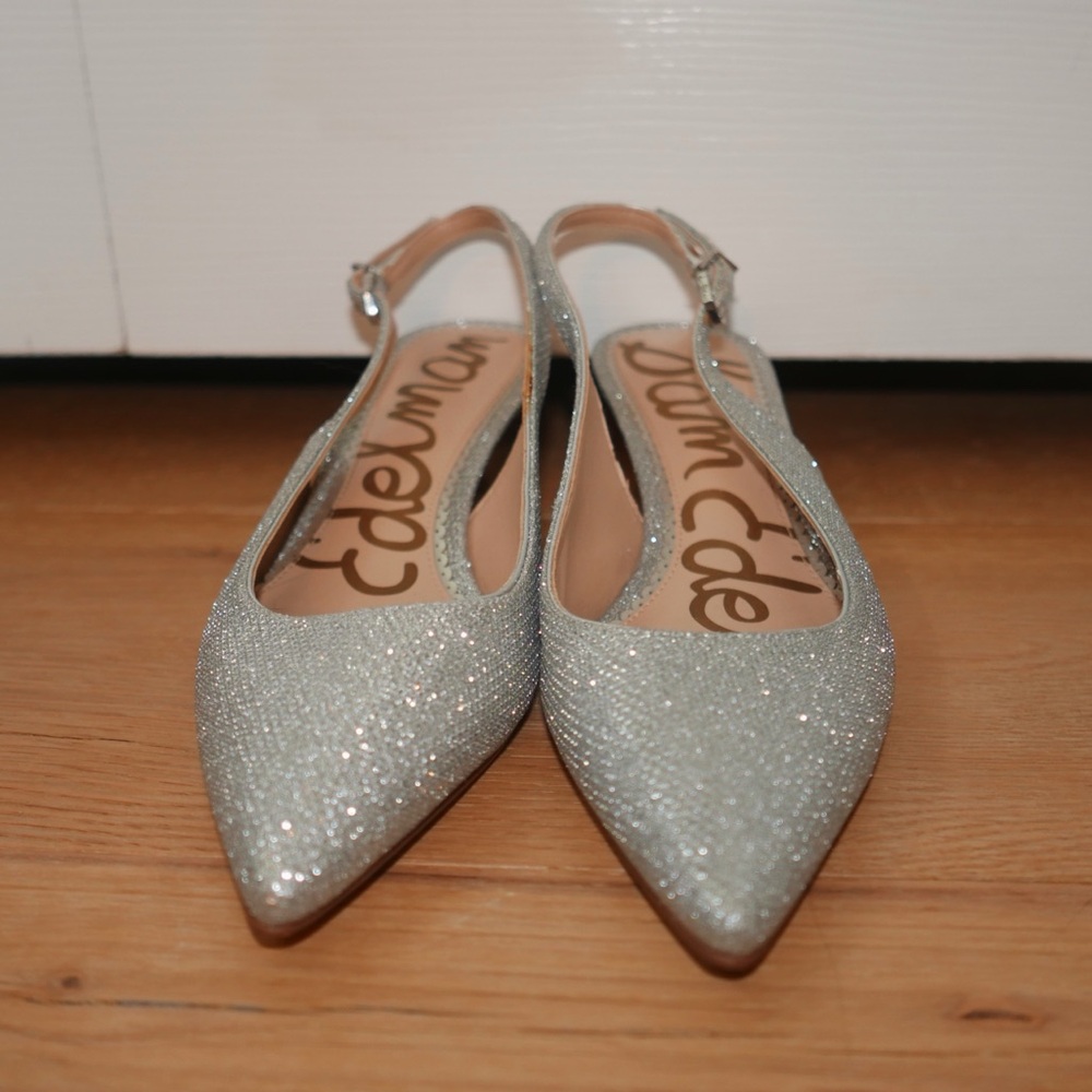 Sam Edelman Silver Heels Sparkly Slingback